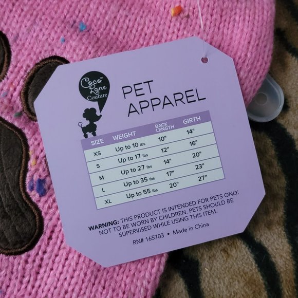 Pet Sweater Dog or Cat Pink w/ Paw Print  SM EA. New w/ Tag! - Picture 3 of 5